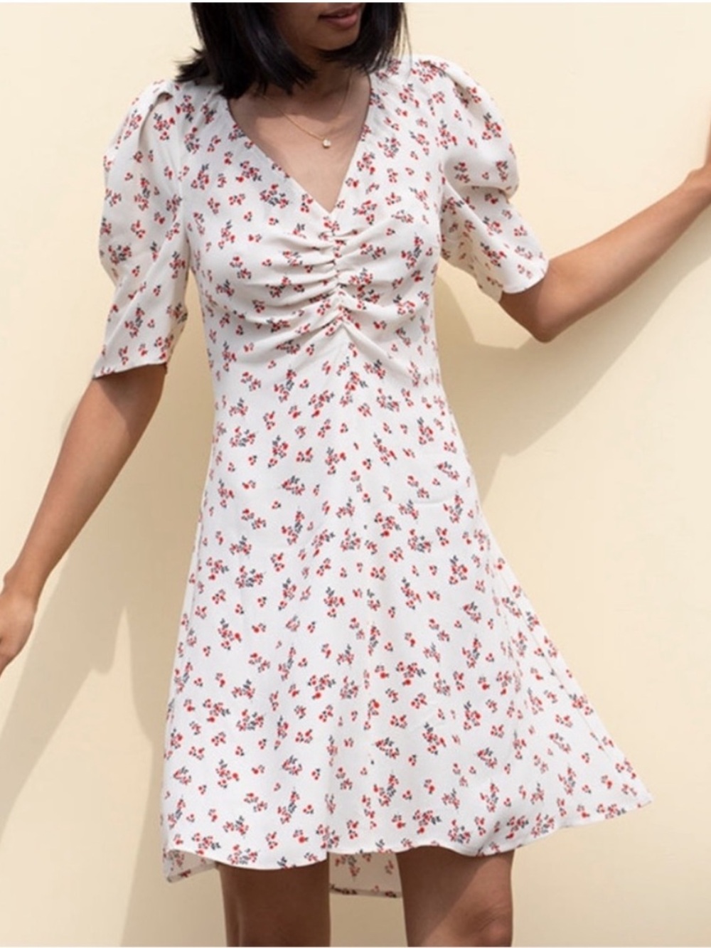 Ciao Lucia Tatiana Dress Jardin Womens Small Floral Mini Dress Short Sleeves - x